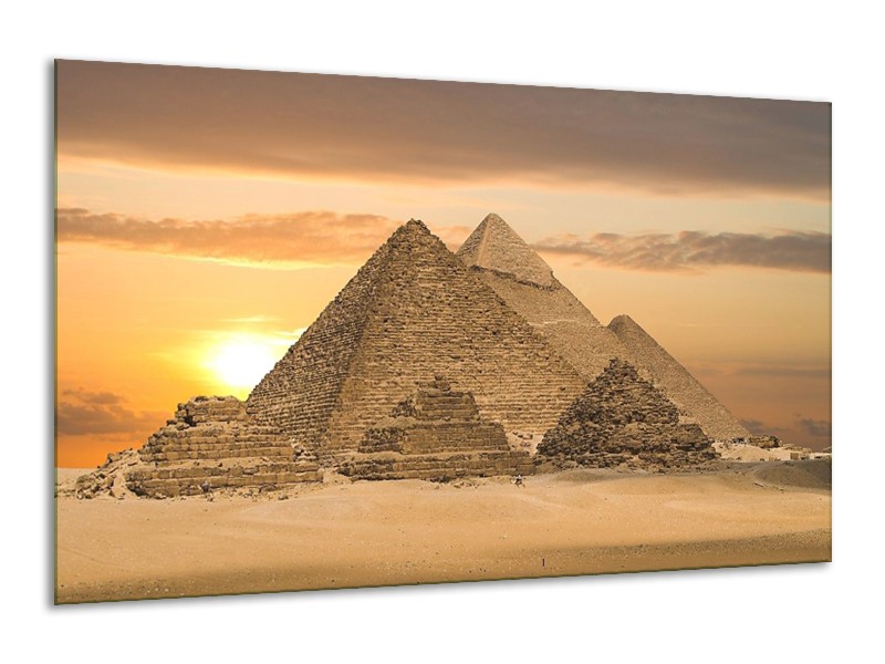 Glas schilderij Piramide | Geel, Crème, Bruin | 120x70cm 1Luik