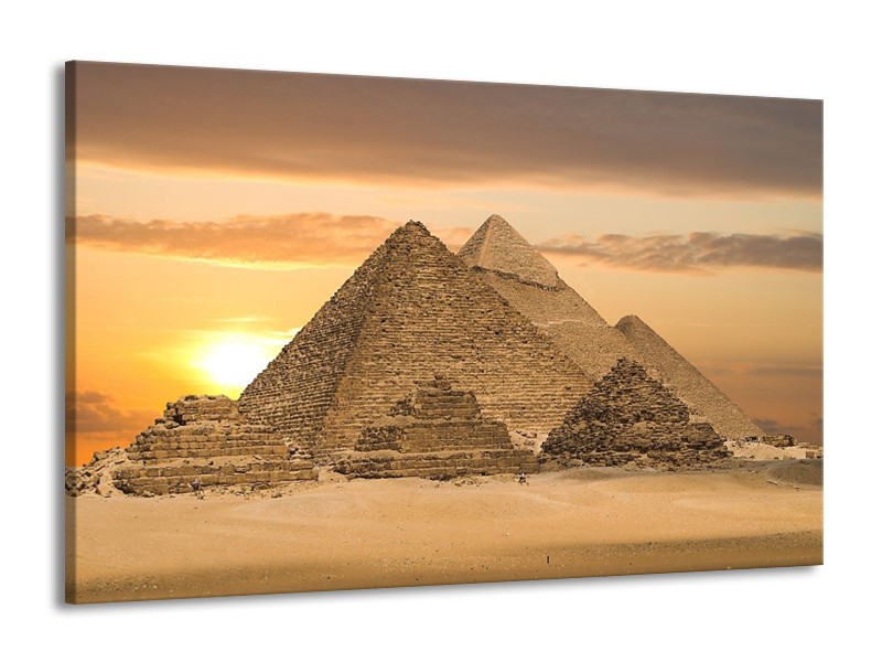 Glas schilderij Piramide | Geel, Crème, Bruin | 140x90cm 1Luik