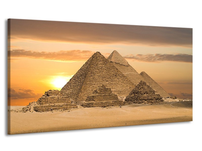 Canvas schilderij Piramide | Geel, Crème, Bruin | 170x90cm 1Luik
