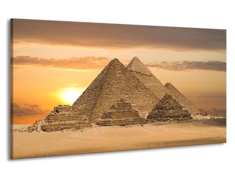 Canvas schilderij Piramide | Geel, Crème, Bruin | 190x100cm 1Luik