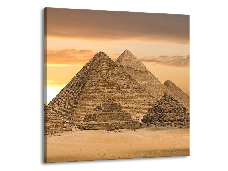 Glas schilderij Piramide | Geel, Crème, Bruin | 50x50cm 1Luik