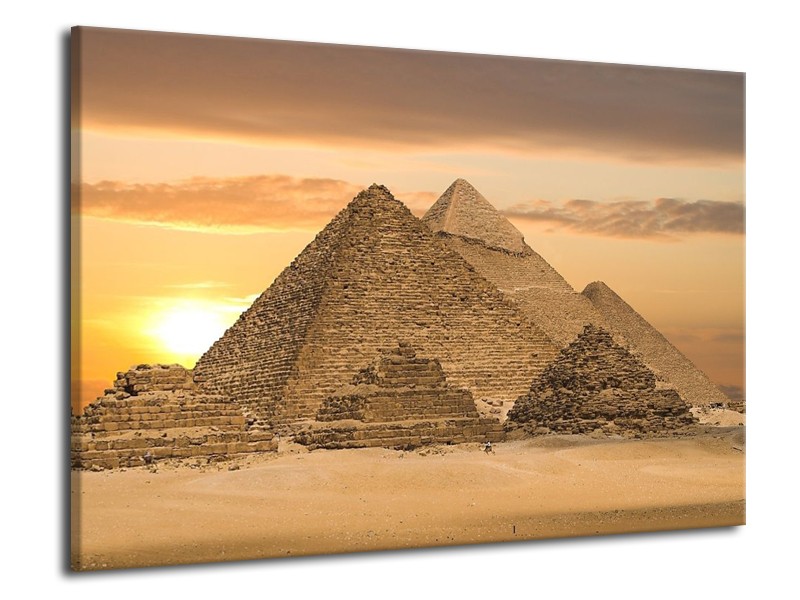 Glas schilderij Piramide | Geel, Crème, Bruin | 70x50cm 1Luik