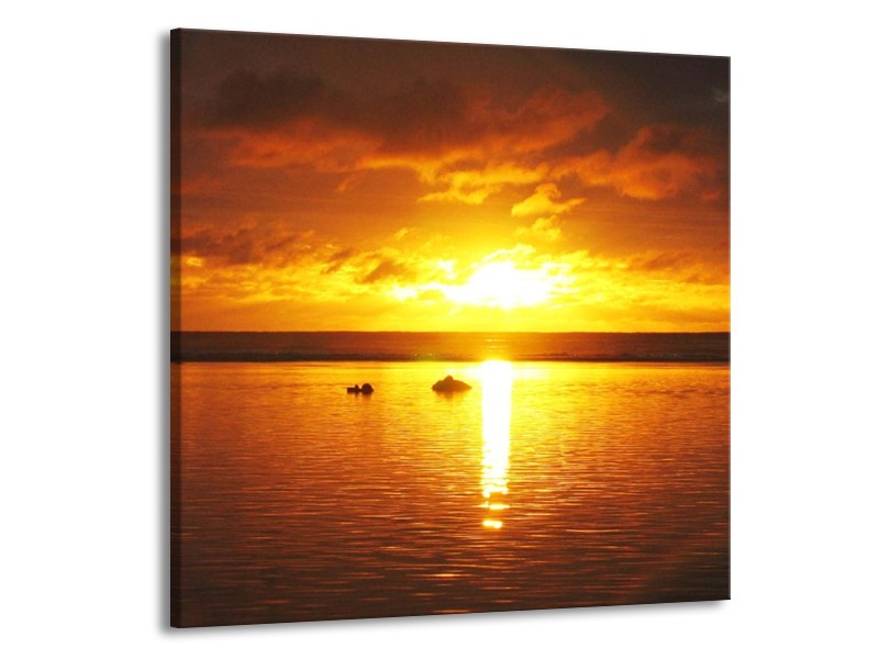 Canvas schilderij Zonsondergang | Geel, Oranje, Bruin | 70x70cm 1Luik