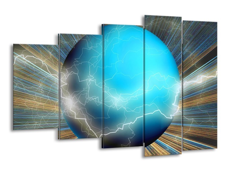 Glas schilderij Design | Blauw, Bruin, Grijs | 150x100cm 5Luik