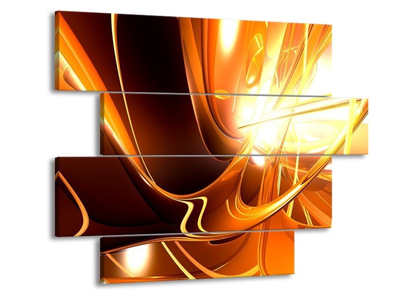 Glas schilderij Abstract | Wit, Bruin, Oranje | 115x85cm 4Luik