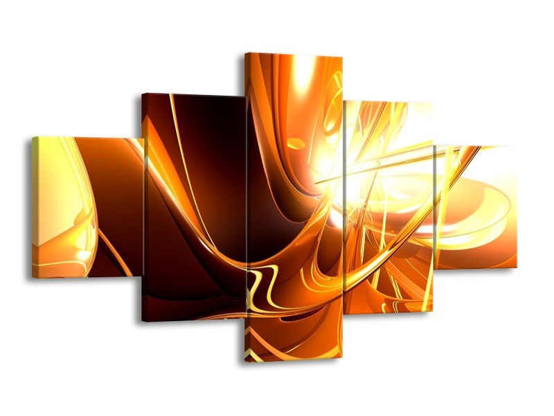 Glas schilderij Abstract | Wit, Bruin, Oranje | 125x70cm 5Luik