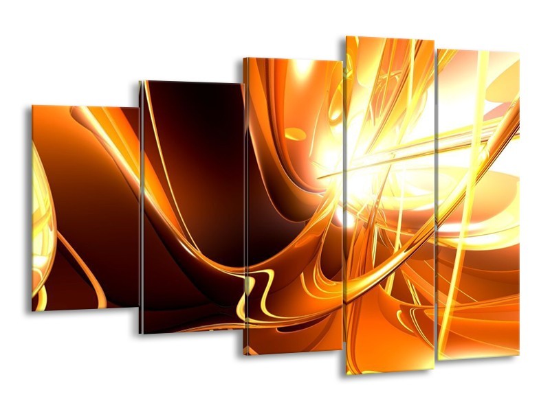 Canvas schilderij Abstract | Wit, Bruin, Oranje | 150x100cm 5Luik