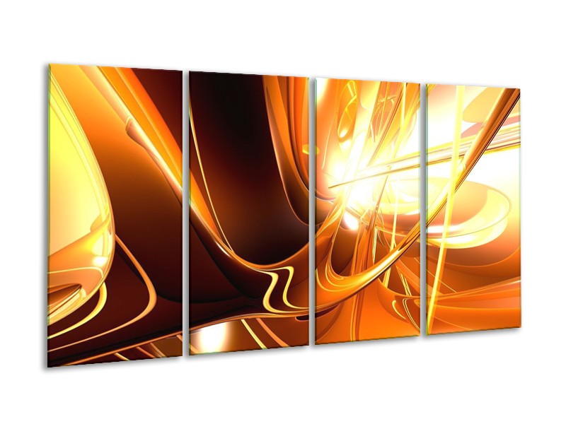 Canvas schilderij Abstract | Wit, Bruin, Oranje | 160x80cm 4Luik