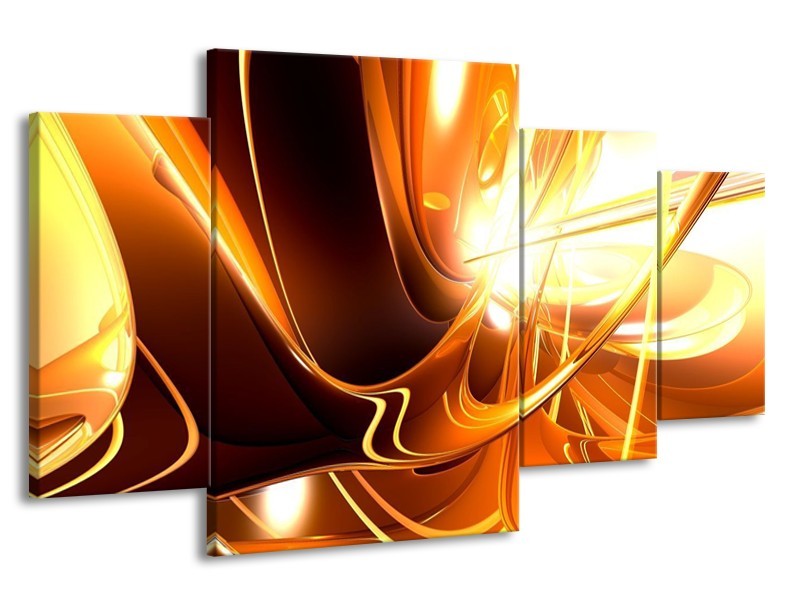 Canvas schilderij Abstract | Wit, Bruin, Oranje | 160x90cm 4Luik