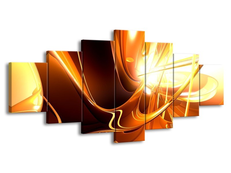 Glas schilderij Abstract | Wit, Bruin, Oranje | 210x100cm 7Luik