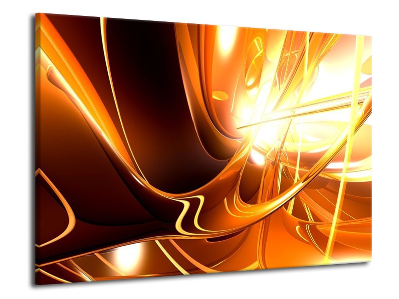 Glas schilderij Abstract | Wit, Bruin, Oranje | 70x50cm 1Luik