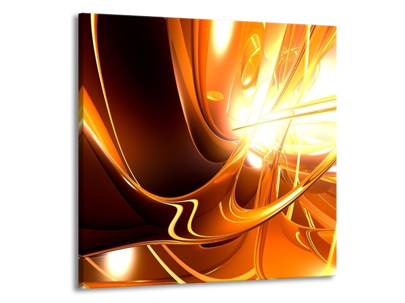 Glas schilderij Abstract | Wit, Bruin, Oranje | 70x70cm 1Luik