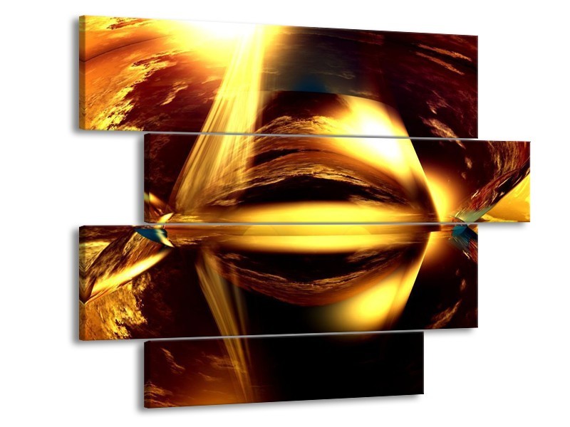 Glas schilderij Abstract | Bruin, Geel, Zwart | 115x85cm 4Luik