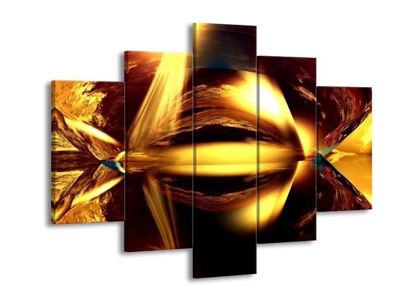 Glas schilderij Abstract | Bruin, Geel, Zwart | 150x105cm 5Luik