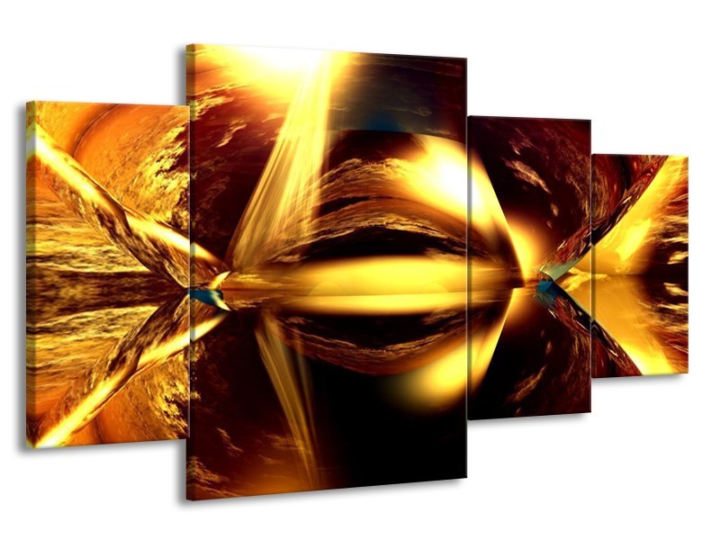 Glas schilderij Abstract | Bruin, Geel, Zwart | 160x90cm 4Luik
