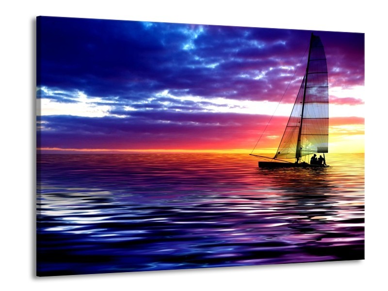 Glas schilderij Boot | Paars, Geel, Wit | 100x70cm 1Luik