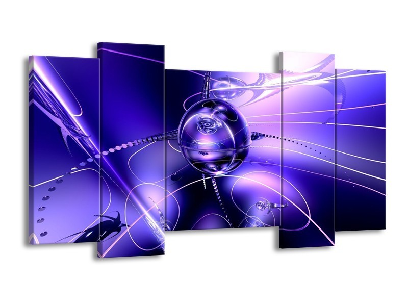 Glas schilderij Abstract | Blauw, Paars, Wit | 120x65cm 5Luik