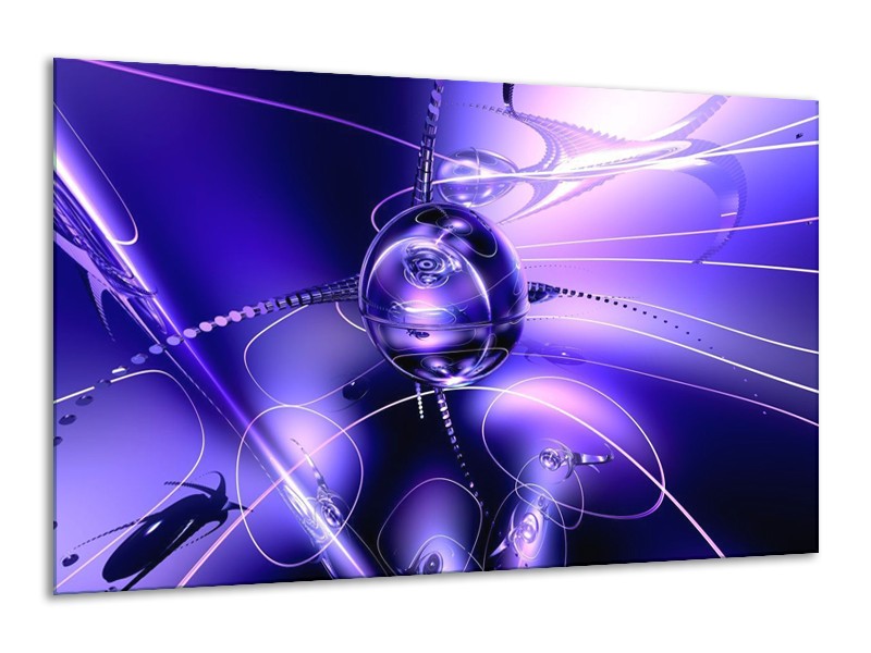 Glas schilderij Abstract | Blauw, Paars, Wit | 120x70cm 1Luik