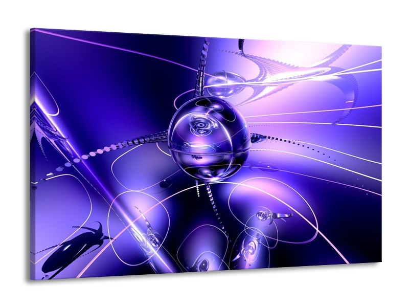 Glas schilderij Abstract | Blauw, Paars, Wit | 140x90cm 1Luik