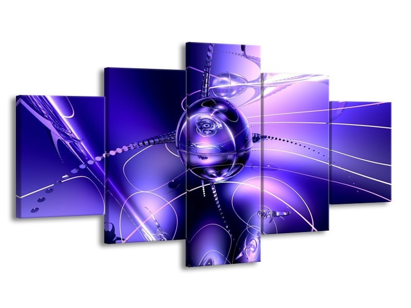 Glas schilderij Abstract | Blauw, Paars, Wit | 150x80cm 5Luik