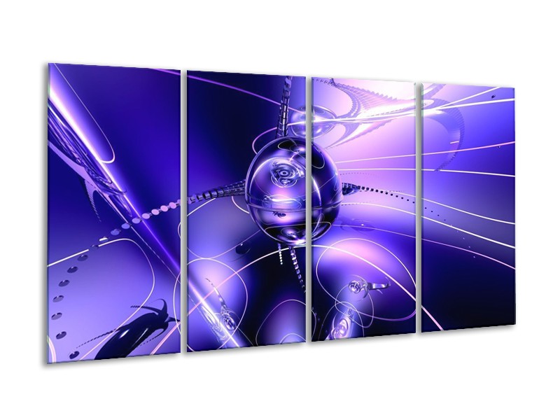 Glas schilderij Abstract | Blauw, Paars, Wit | 160x80cm 4Luik