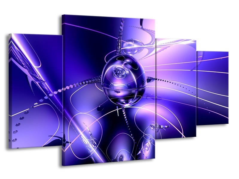 Glas schilderij Abstract | Blauw, Paars, Wit | 160x90cm 4Luik