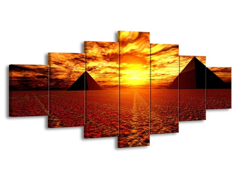 Glas schilderij Egypte | Oranje, Geel, Rood | 210x100cm 7Luik