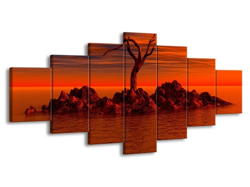 Canvas schilderij Stenen | Rood, Zwart | 210x100cm 7Luik