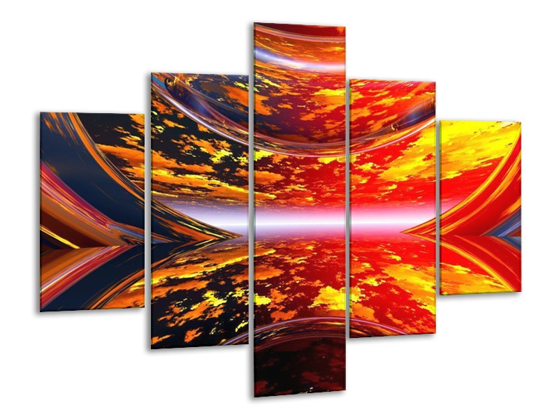 Canvas schilderij Modern | Rood, Oranje, Geel | 100x70cm 5Luik