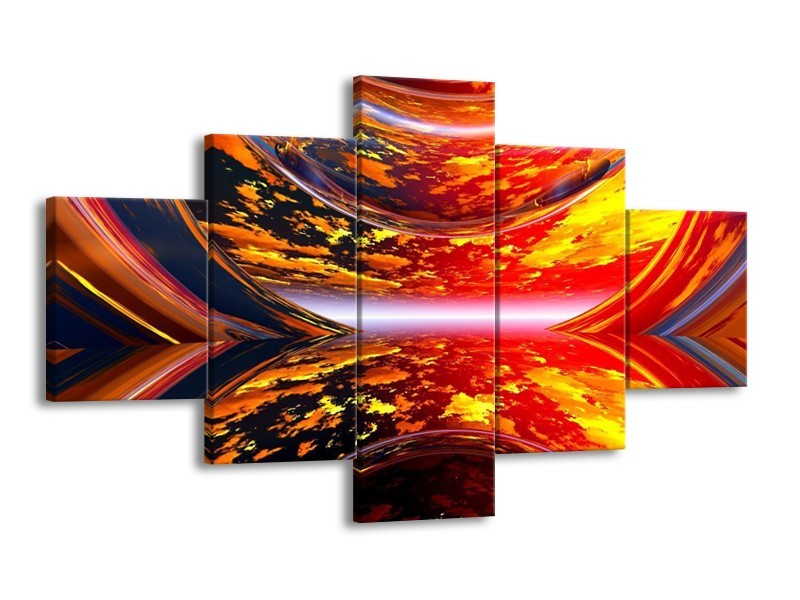 Canvas schilderij Modern | Rood, Oranje, Geel | 125x70cm 5Luik