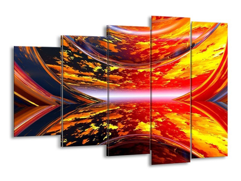 Canvas schilderij Modern | Rood, Oranje, Geel | 150x100cm 5Luik