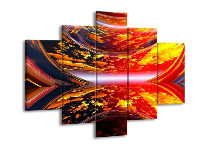 Canvas schilderij Modern | Rood, Oranje, Geel | 150x105cm 5Luik