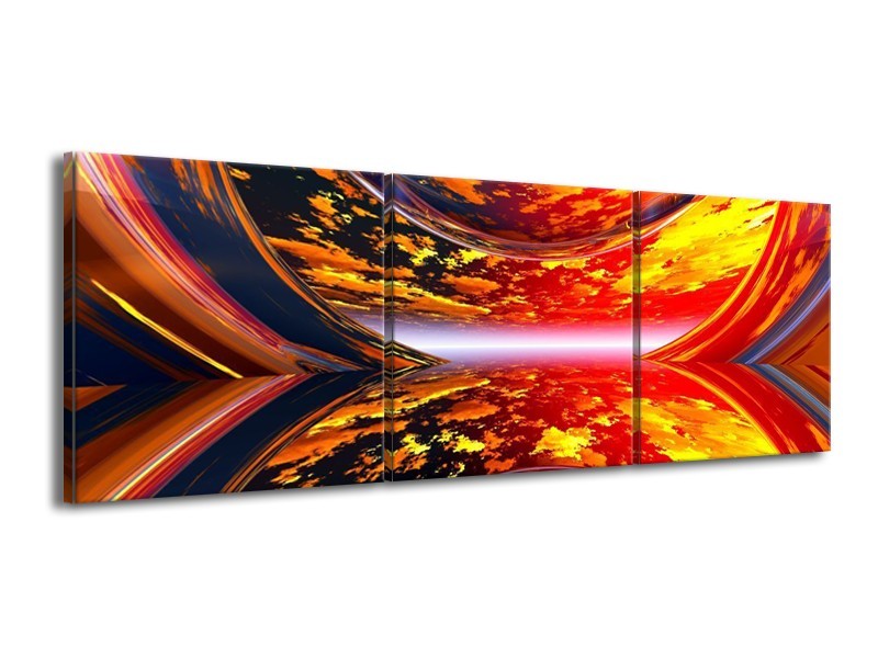 Glas schilderij Modern | Rood, Oranje, Geel | 150x50cm 3Luik