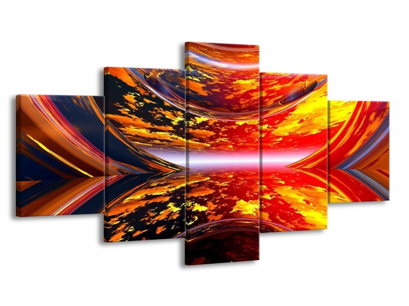 Glas schilderij Modern | Rood, Oranje, Geel | 150x80cm 5Luik
