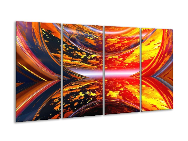 Canvas schilderij Modern | Rood, Oranje, Geel | 160x80cm 4Luik