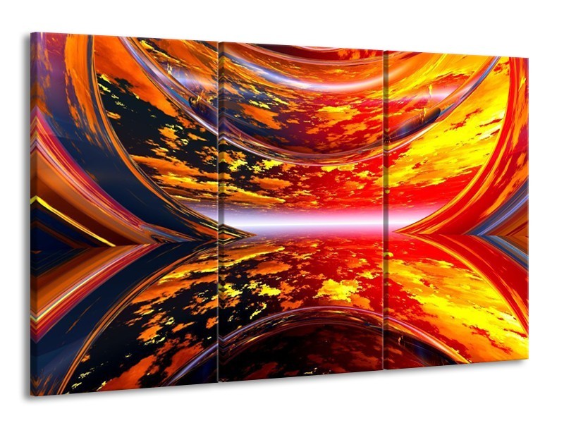 Glas schilderij Modern | Rood, Oranje, Geel | 165x100cm 3Luik