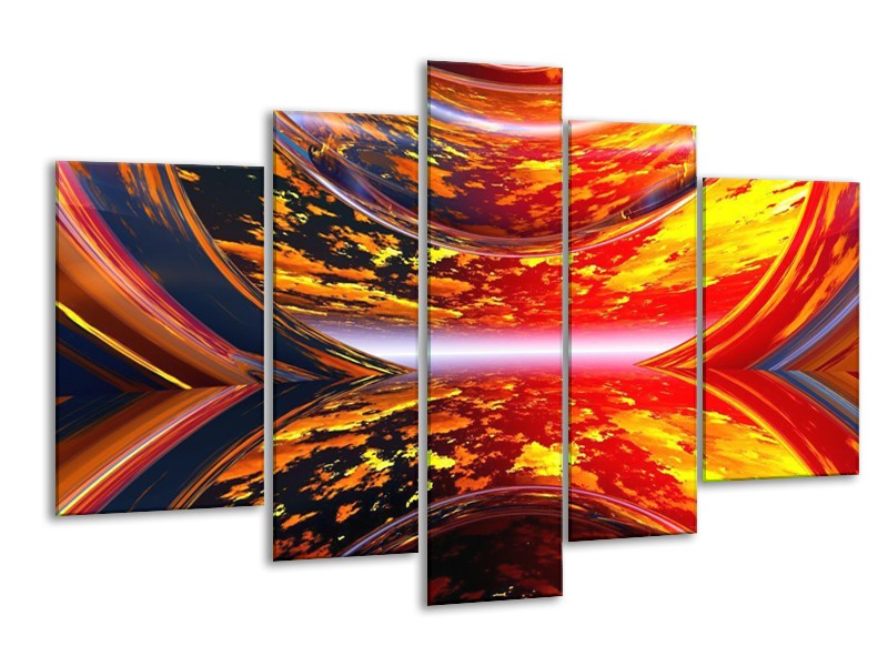 Canvas schilderij Modern | Rood, Oranje, Geel | 170x100cm 5Luik