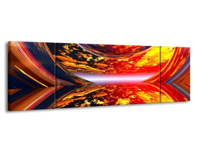 Glas schilderij Modern | Rood, Oranje, Geel | 170x50cm 3Luik