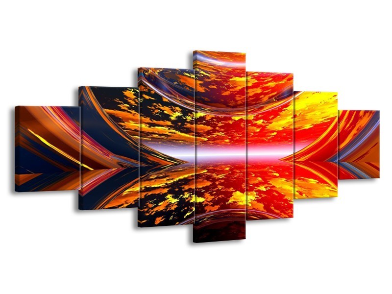 Canvas schilderij Modern | Rood, Oranje, Geel | 210x100cm 7Luik