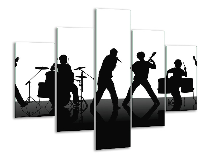 Glas schilderij Muziek | Zwart, Wit, Grijs | 100x70cm 5Luik