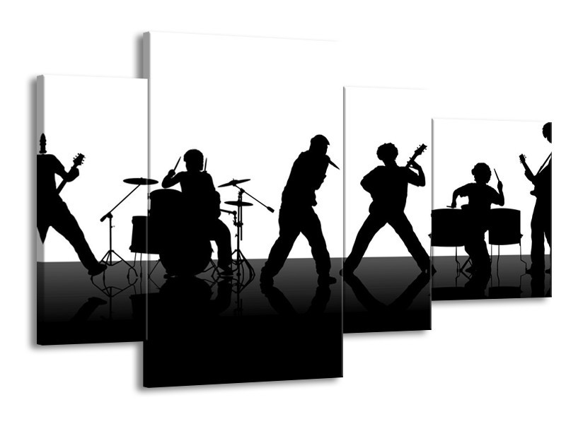Glas schilderij Muziek | Zwart, Wit, Grijs | 120x75cm 4Luik