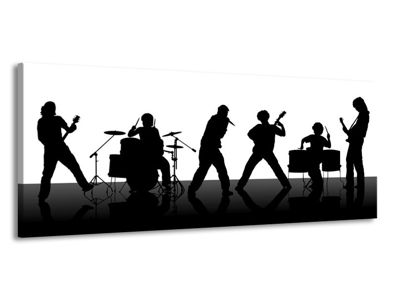 Glas schilderij Muziek | Zwart, Wit, Grijs | 145x58cm 1Luik