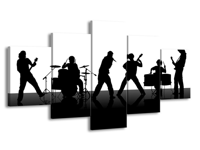Glas schilderij Muziek | Zwart, Wit, Grijs | 150x80cm 5Luik