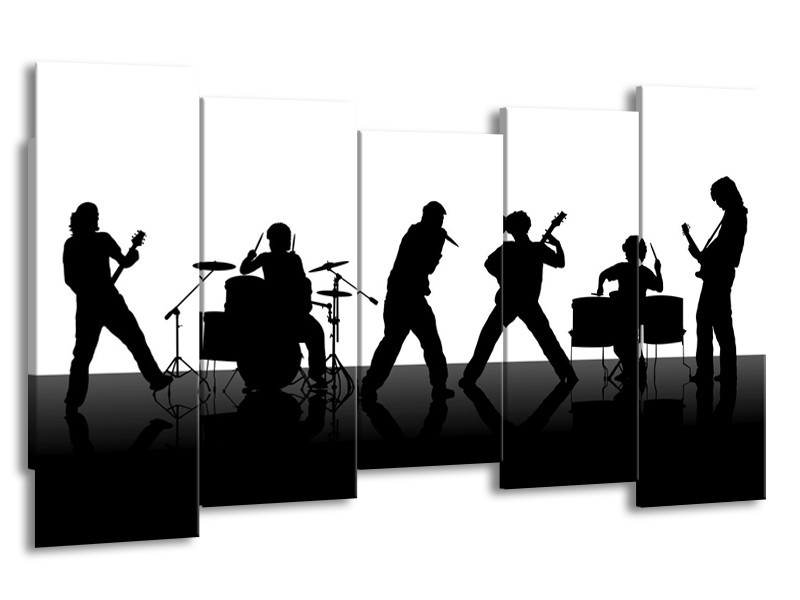 Glas schilderij Muziek | Zwart, Wit, Grijs | 150x80cm 5Luik