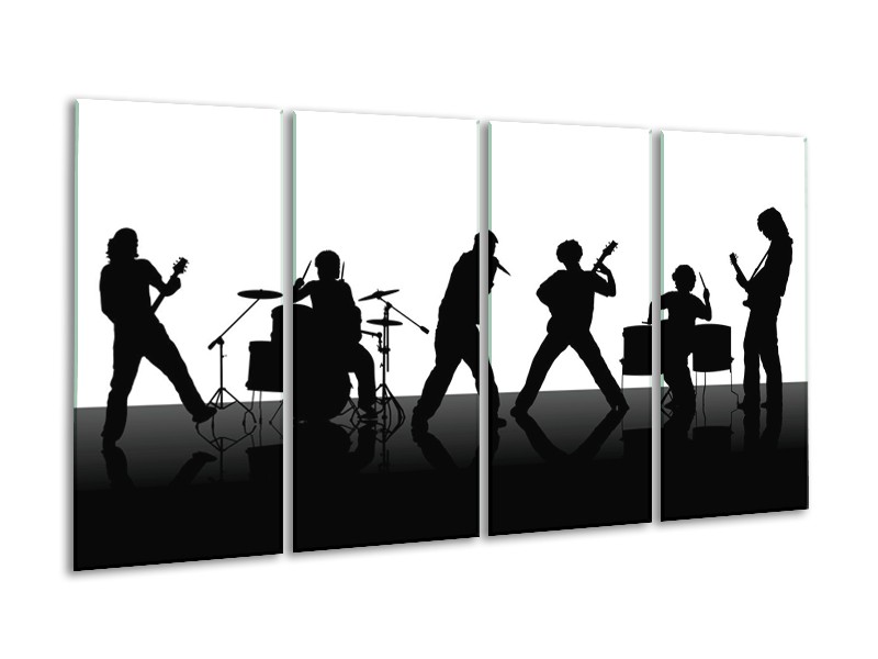 Glas schilderij Muziek | Zwart, Wit, Grijs | 160x80cm 4Luik