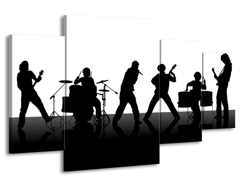 Glas schilderij Muziek | Zwart, Wit, Grijs | 160x90cm 4Luik