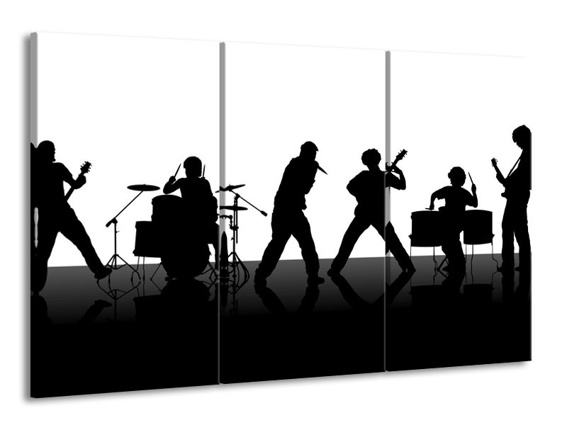 Glas schilderij Muziek | Zwart, Wit, Grijs | 165x100cm 3Luik