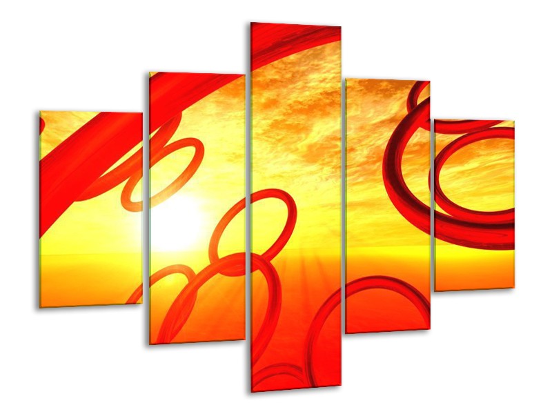 Glas schilderij Zon | Geel, Rood, Oranje | 100x70cm 5Luik