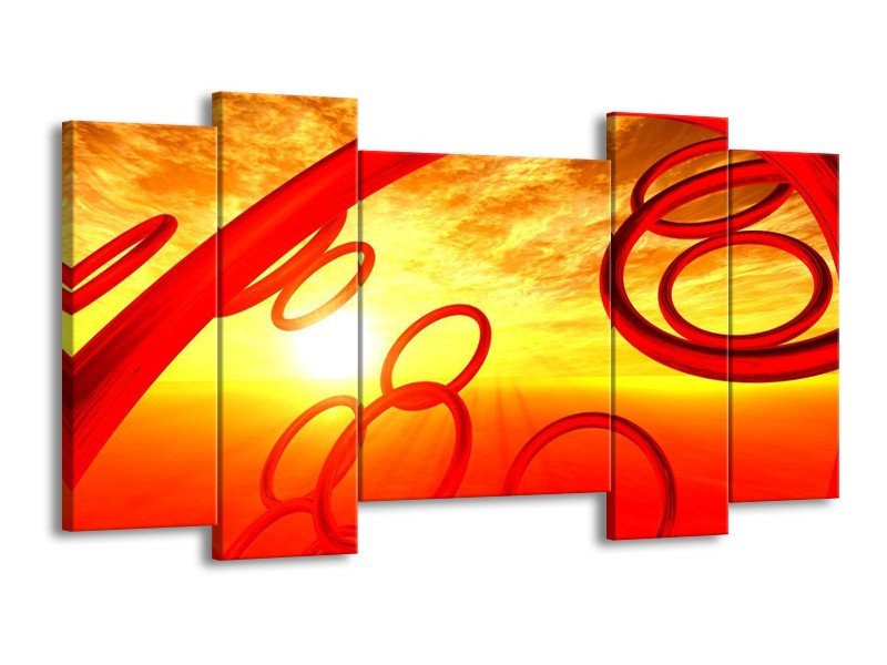 Glas schilderij Zon | Geel, Rood, Oranje | 120x65cm 5Luik