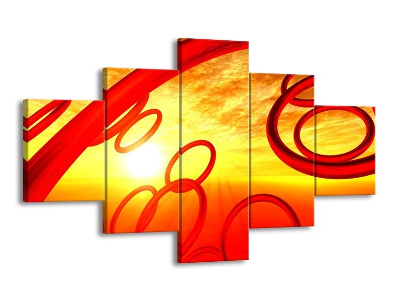 Glas schilderij Zon | Geel, Rood, Oranje | 125x70cm 5Luik